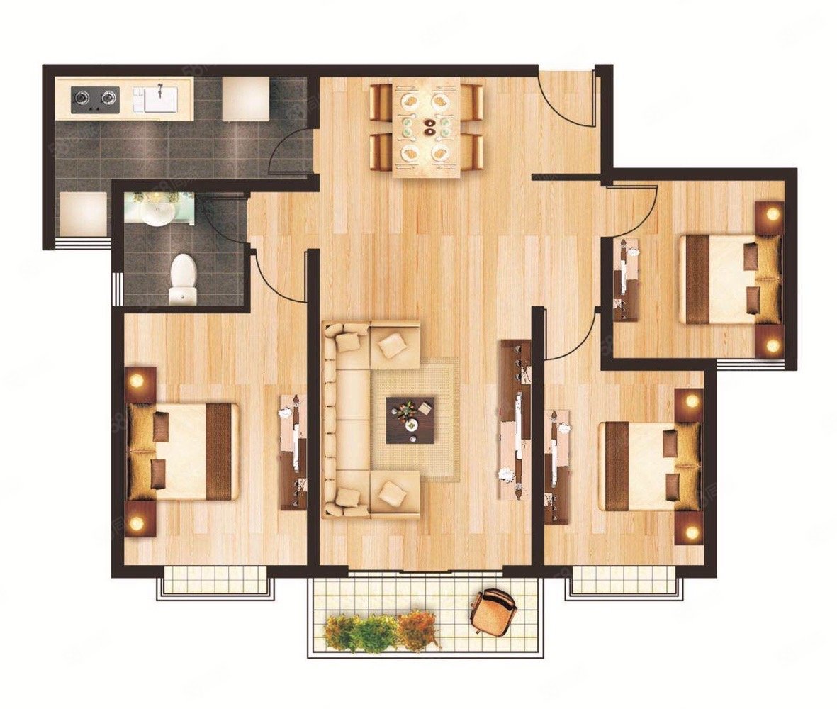 远达盛景3室2厅2卫85㎡南78.8万