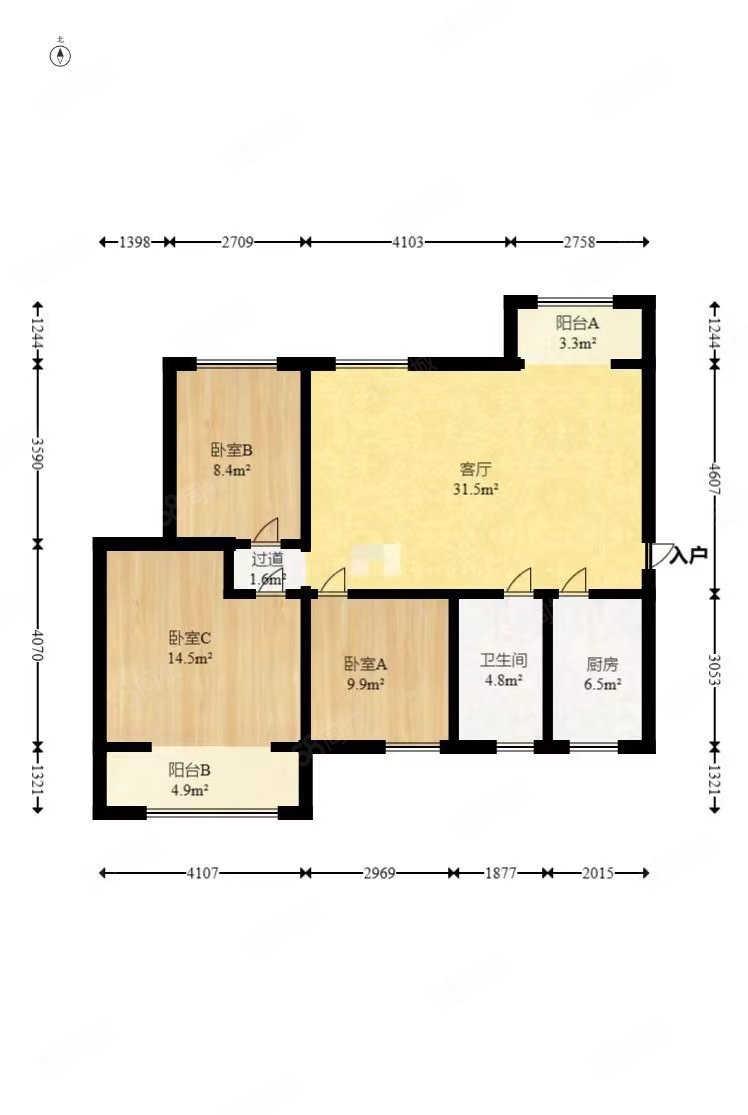 丰园城丰祥苑3室2厅1卫98.95㎡南北89.8万