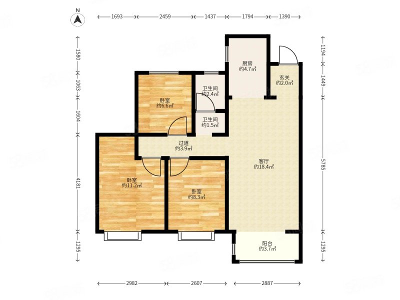 新城瑞府3室1厅1卫109.85㎡南97万