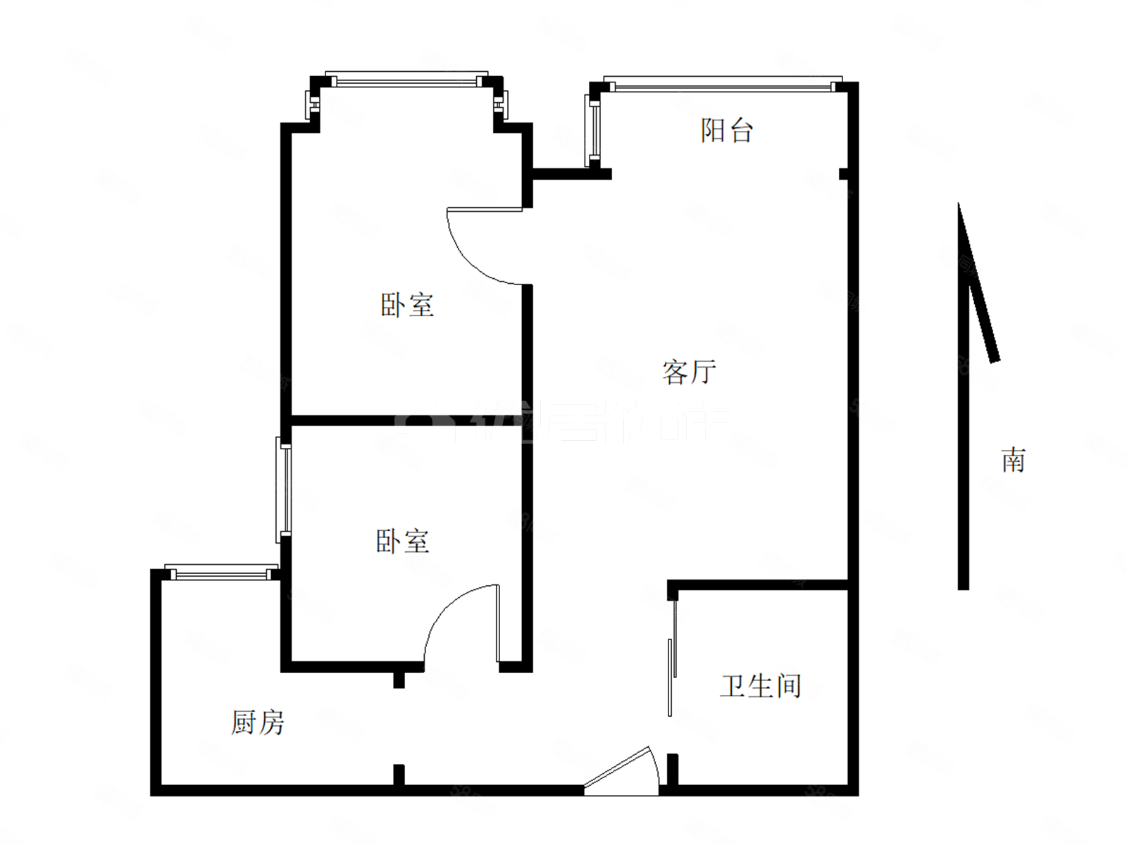 呼铁佳园A区2室1厅1卫100㎡南北76万