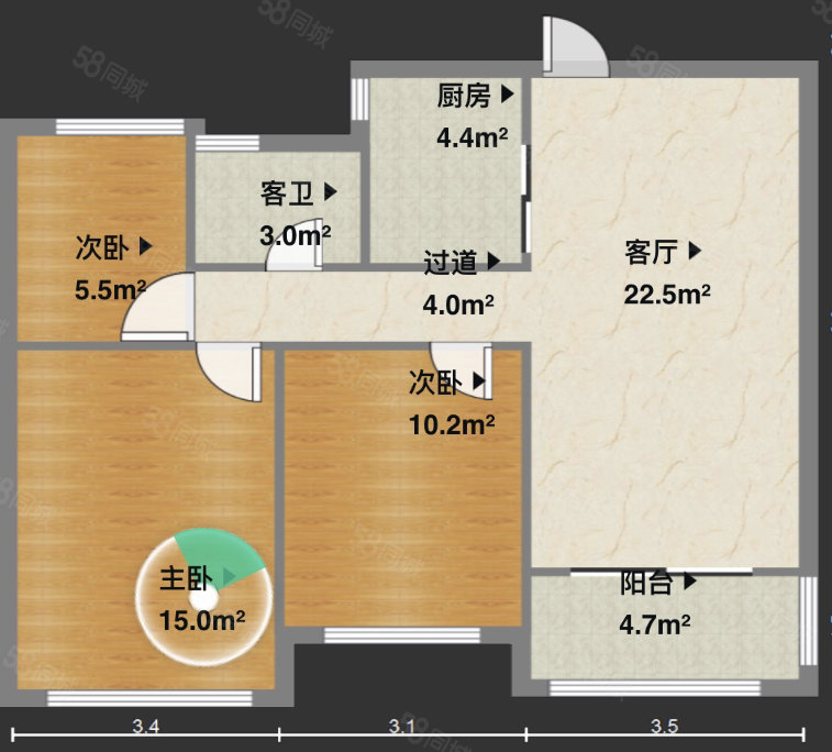 兰陵尚品花园(21-25幢)3室2厅1卫94㎡南135万