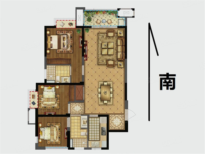 天渝骄园3室2厅2卫118㎡南130万