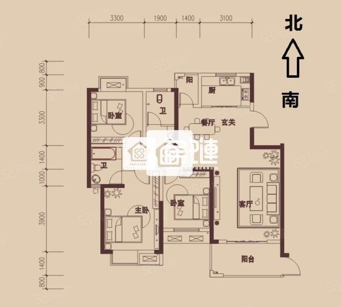 锦绣华城(岳阳楼)3室2厅2卫133.72㎡南北96万