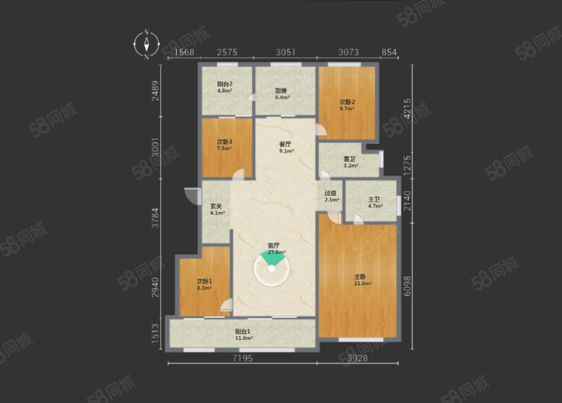 俊发九夏云水4室2厅2卫142.95㎡南北238万