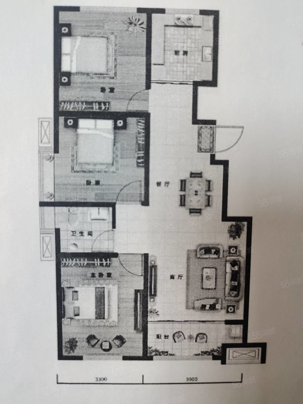 汶河名郡3室2厅1卫103㎡南北83万