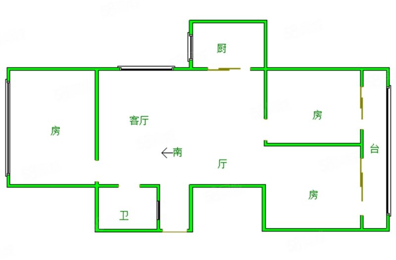 万松小区南区3室2厅1卫108.37㎡南北129.9万