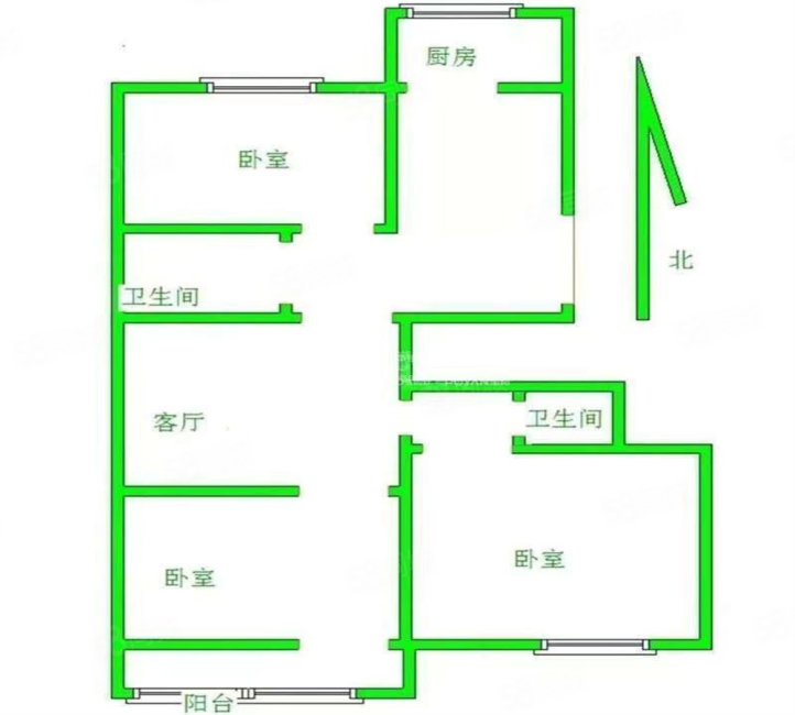 甸柳新村(八区)2室2厅1卫90㎡南北194万