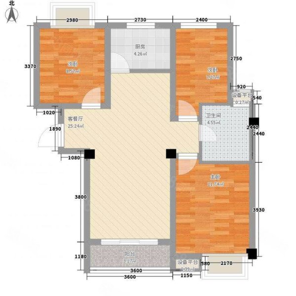 曲仁园花坪居3室2厅1卫75㎡南北25万