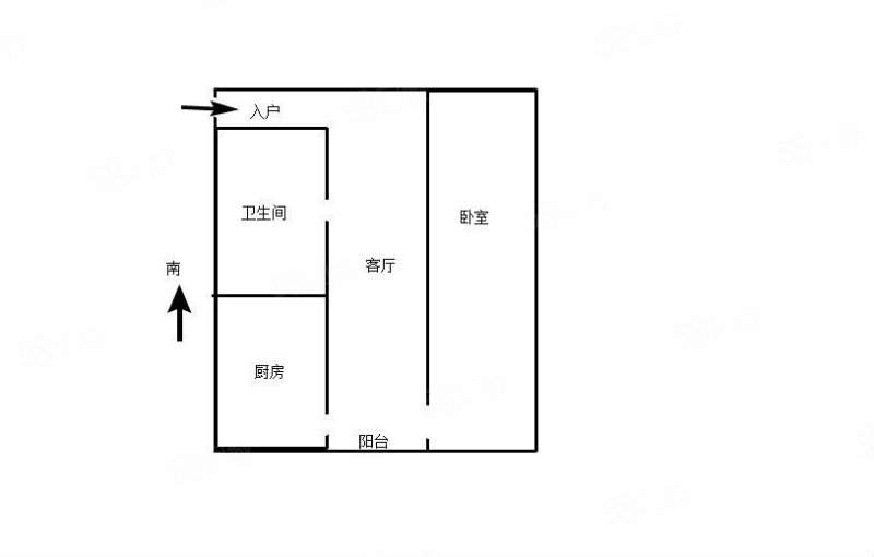 听涛雅苑1室1厅1卫44.01㎡南北52万