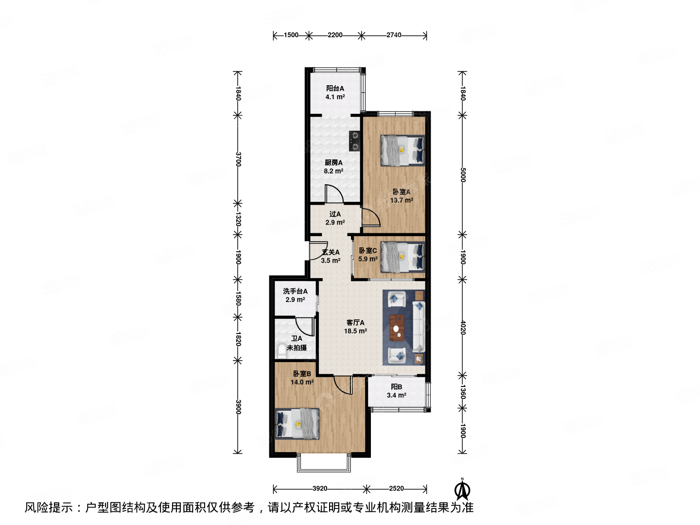 來春園3室1廳1衛(wèi)96.78㎡南北410萬