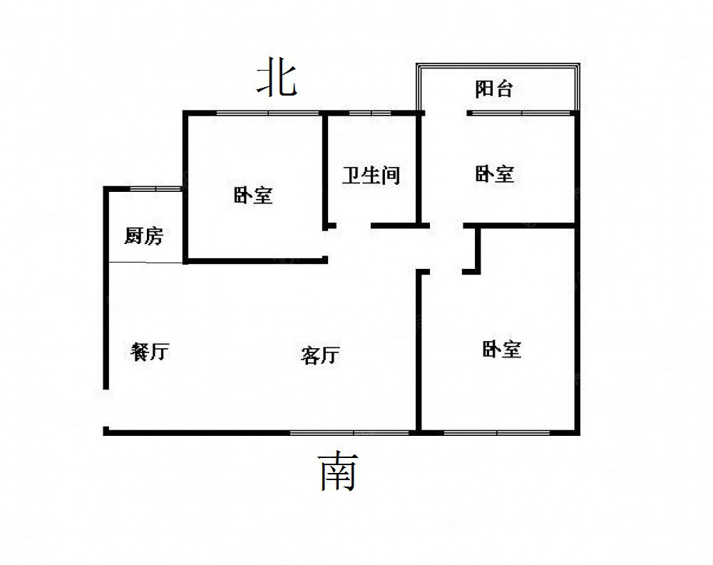 紫荆小区3室2厅1卫88.58㎡南北550万