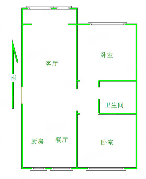 溪峰尚居(一期)2室2厅1卫92㎡南北43.6万