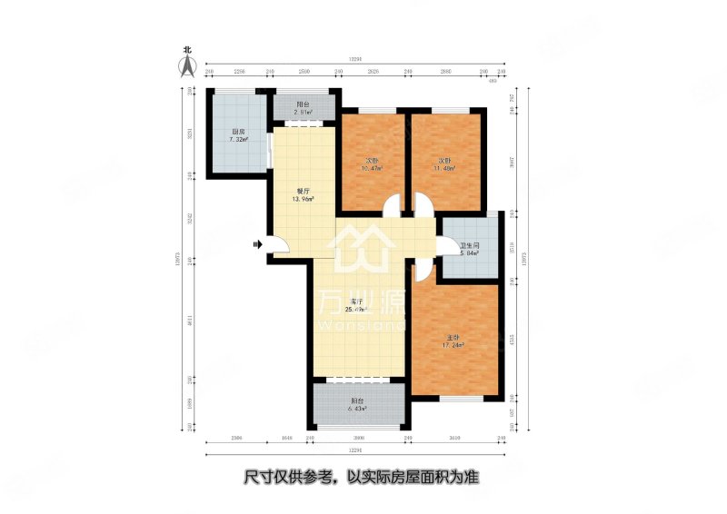 碧海鸿庭3室2厅1卫125.96㎡南北230万