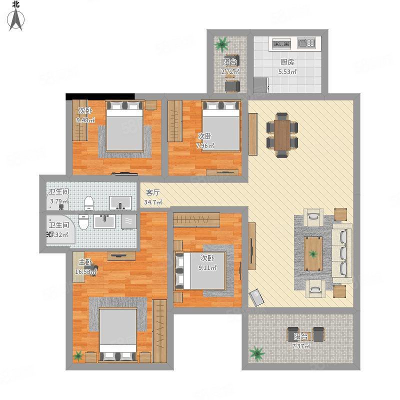 蓝湾御府3室2厅1卫80㎡南65万