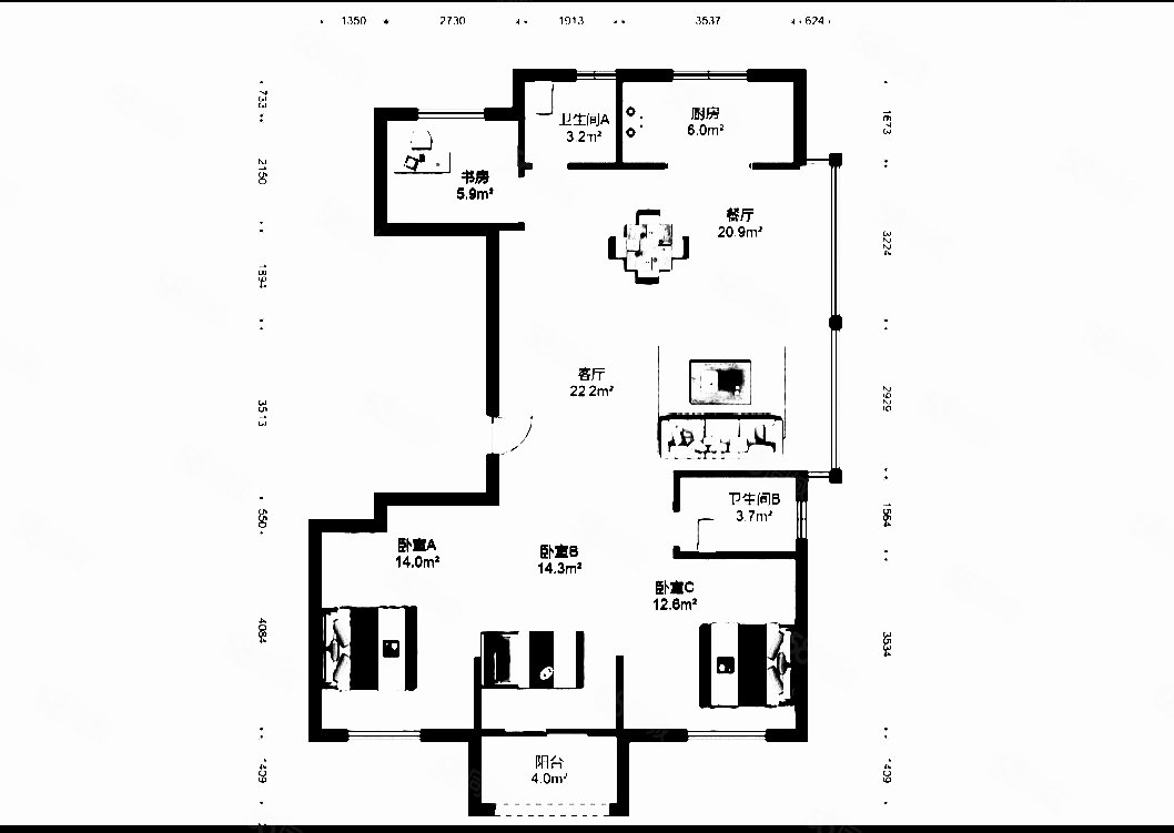 翡丽风华4室2厅2卫139.4㎡南北252万