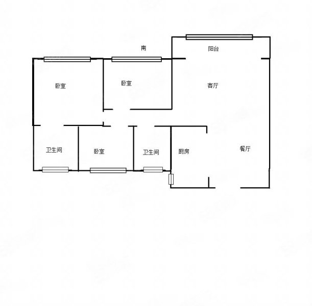 越绣剑桥城3室2厅2卫111㎡南北58万