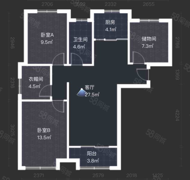 文一名门北郡3室2厅1卫93.97㎡南98万