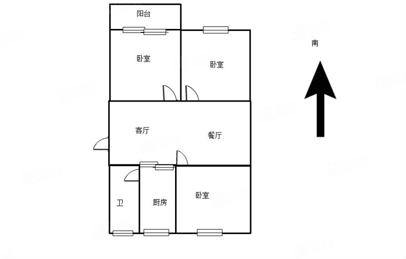 南河浜3室2厅1卫105.89㎡南北155万