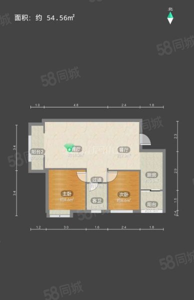 华柳佳苑2室2厅1卫77㎡南北50万