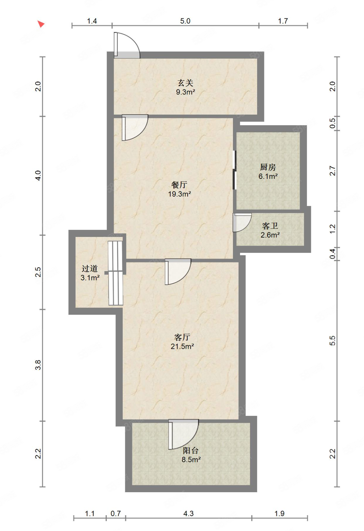 西岭美庐3室2厅2卫115㎡南北89万