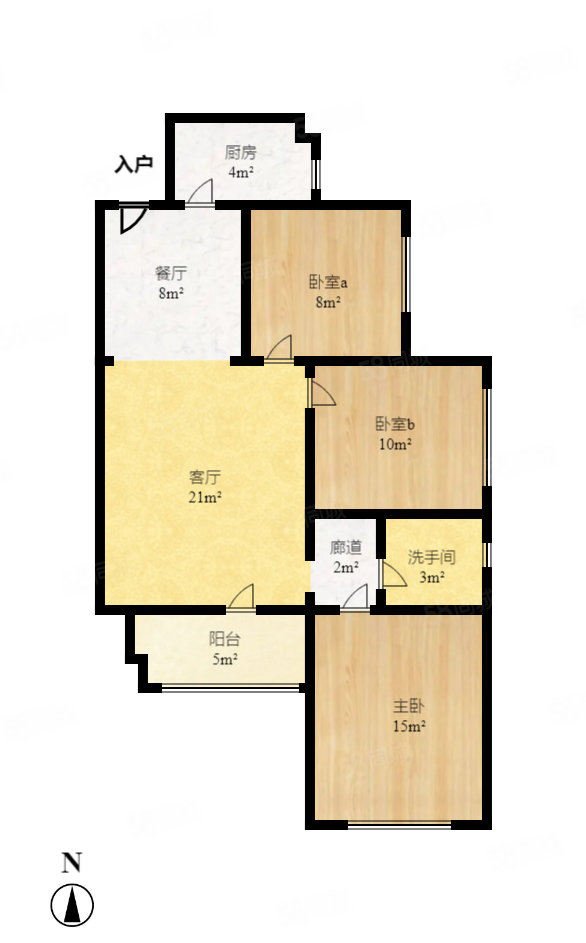 合能璞丽3室2厅1卫79.8㎡南146万