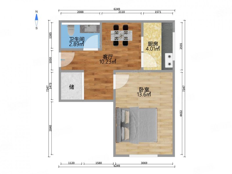 建设部大院1室1厅1卫39.79㎡南490万