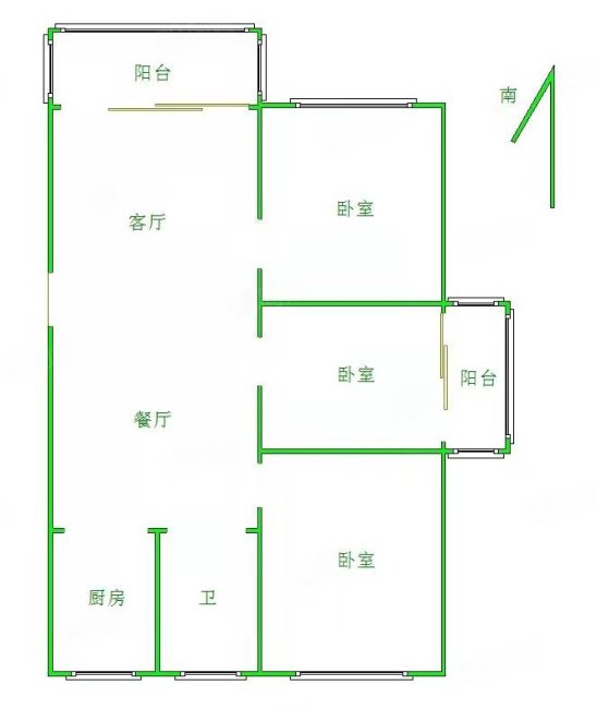 楚港兴市花苑3室1厅1卫83㎡东西44.3万