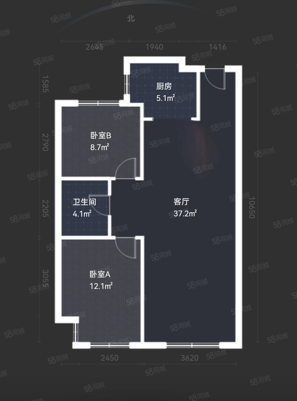 远洋荣域2室2厅1卫87.98㎡南北139万