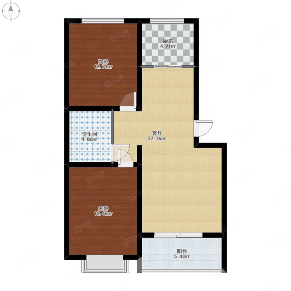 轴承小区2室1厅1卫68㎡南北12.8万