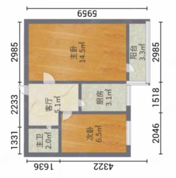 享堂西街机车厂宿舍2室1厅1卫45.17㎡南北31万