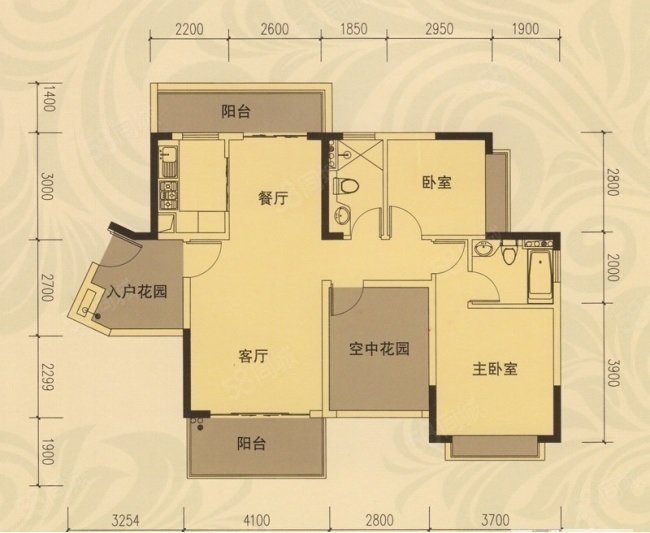 保利城花园3室2厅2卫105.33㎡南北128万