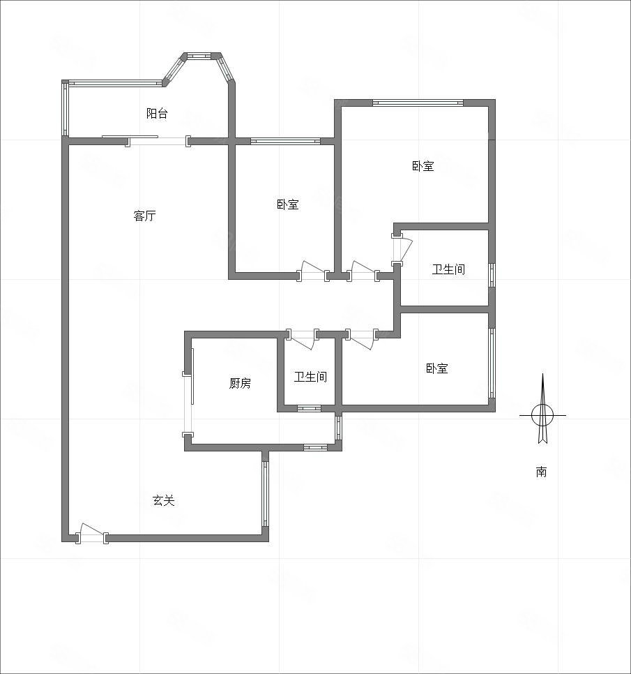 人和华夏城(一区)3室2厅2卫117.61㎡南北120万