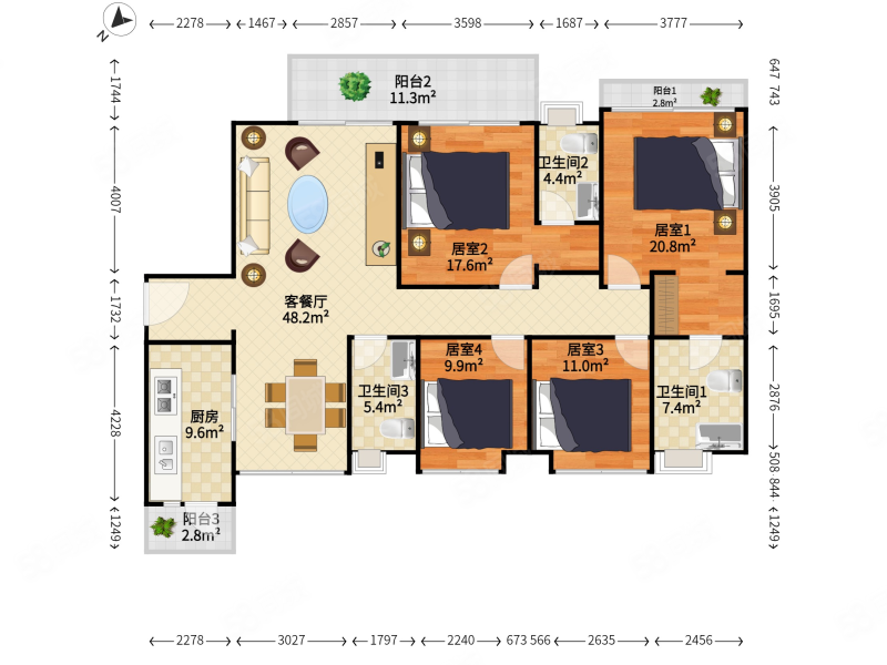 可谈20万   !172平金茂湾三期高层看江,豪装,南北对流