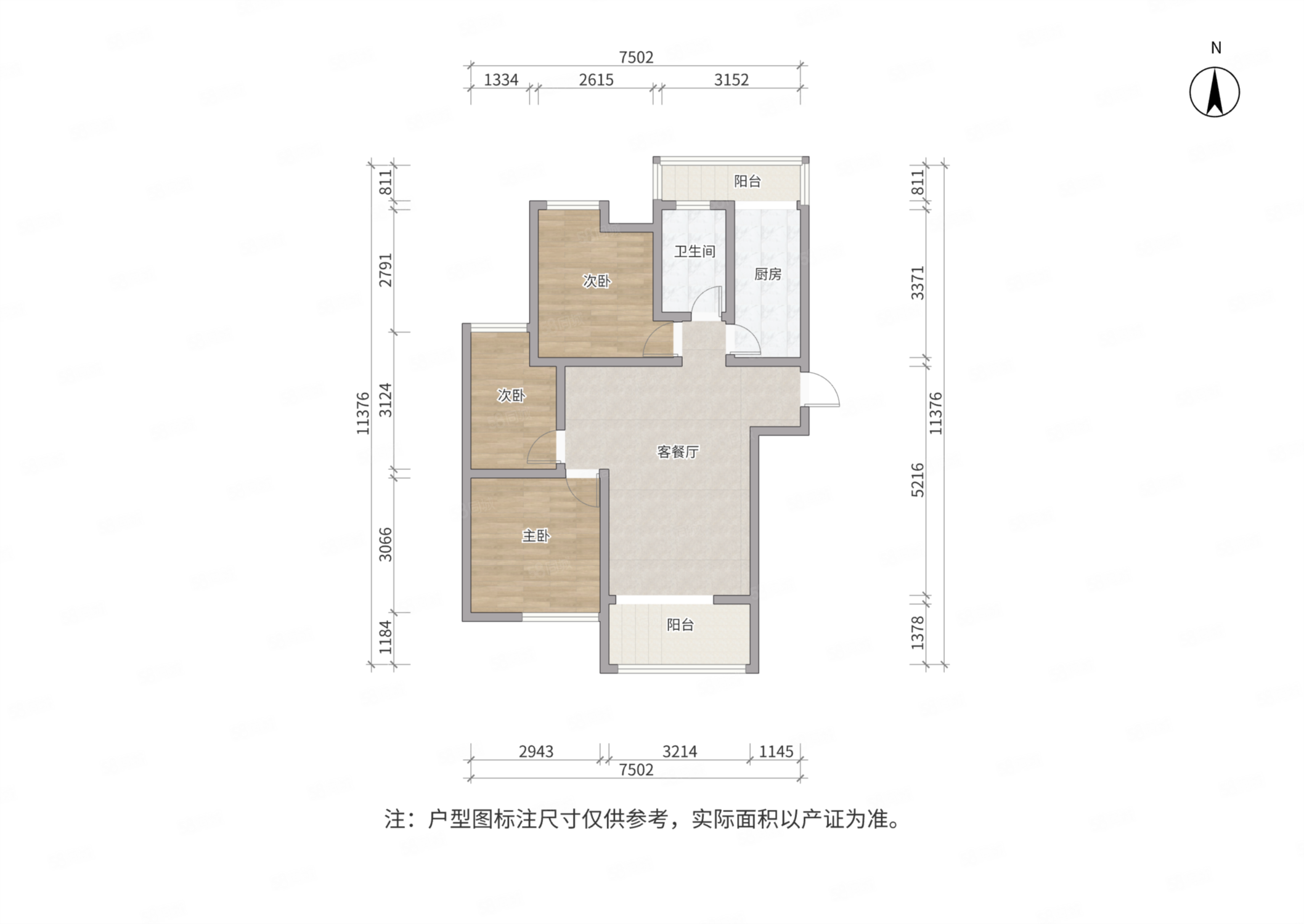 百大春城3室2厅1卫90.21㎡东南148万