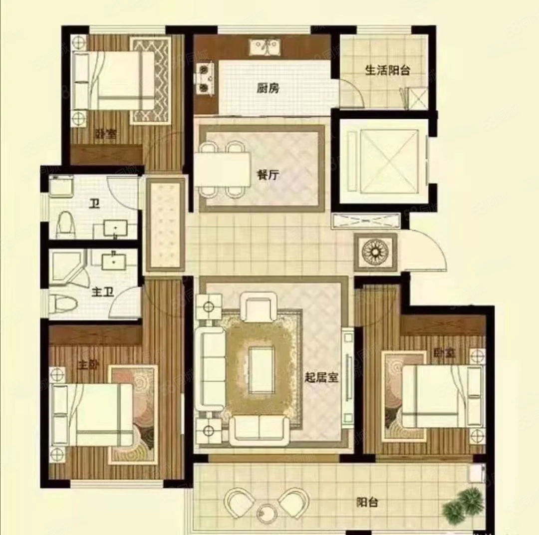 恒隆凯旋9号3室2厅2卫135.23㎡南北139万