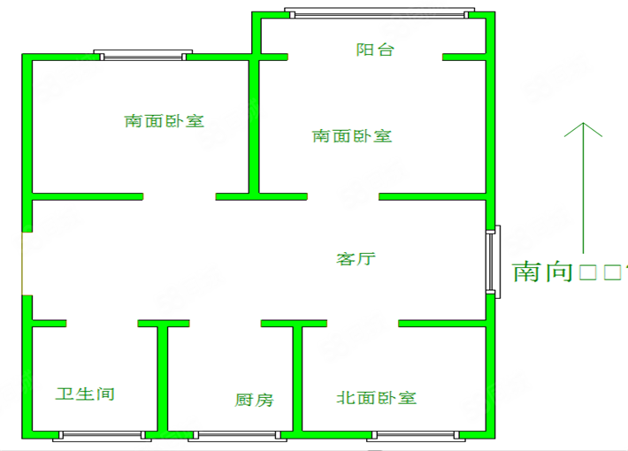 锦泉东苑3室2厅1卫98㎡南北90万