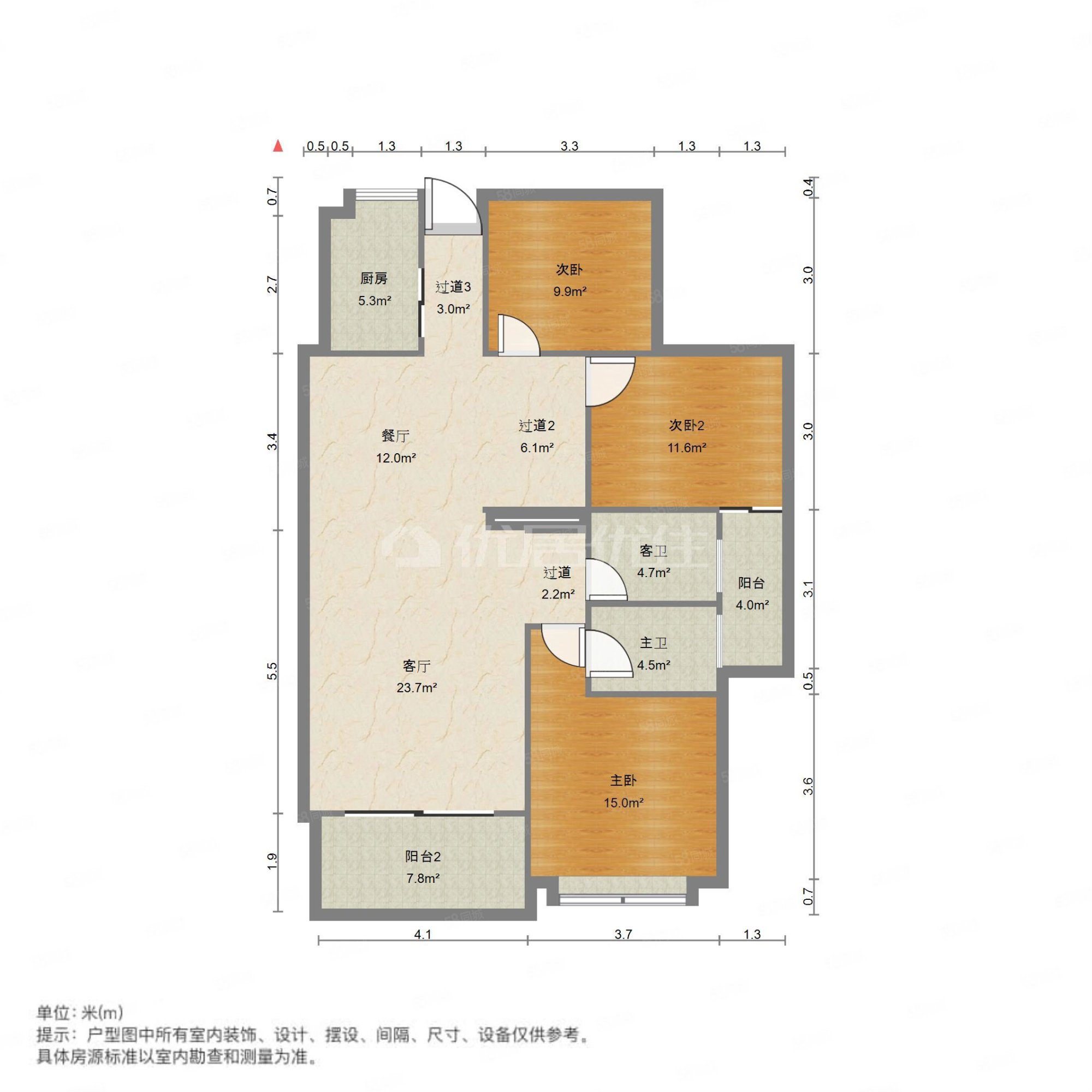 金汇广场3室2厅2卫131.57㎡南160万