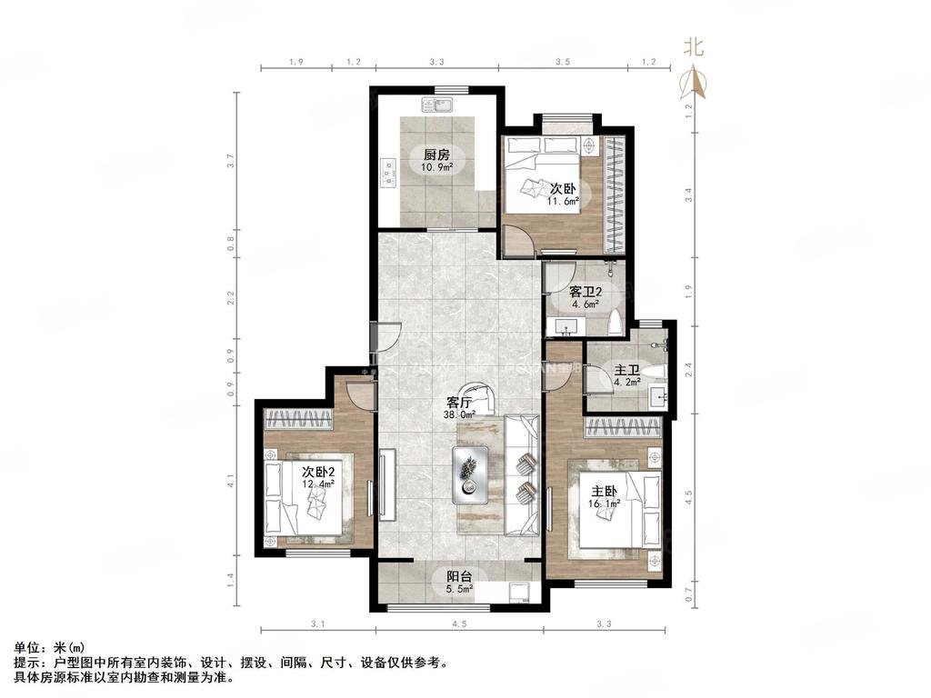 天业盛世花城3室2厅2卫147.02㎡南北249万