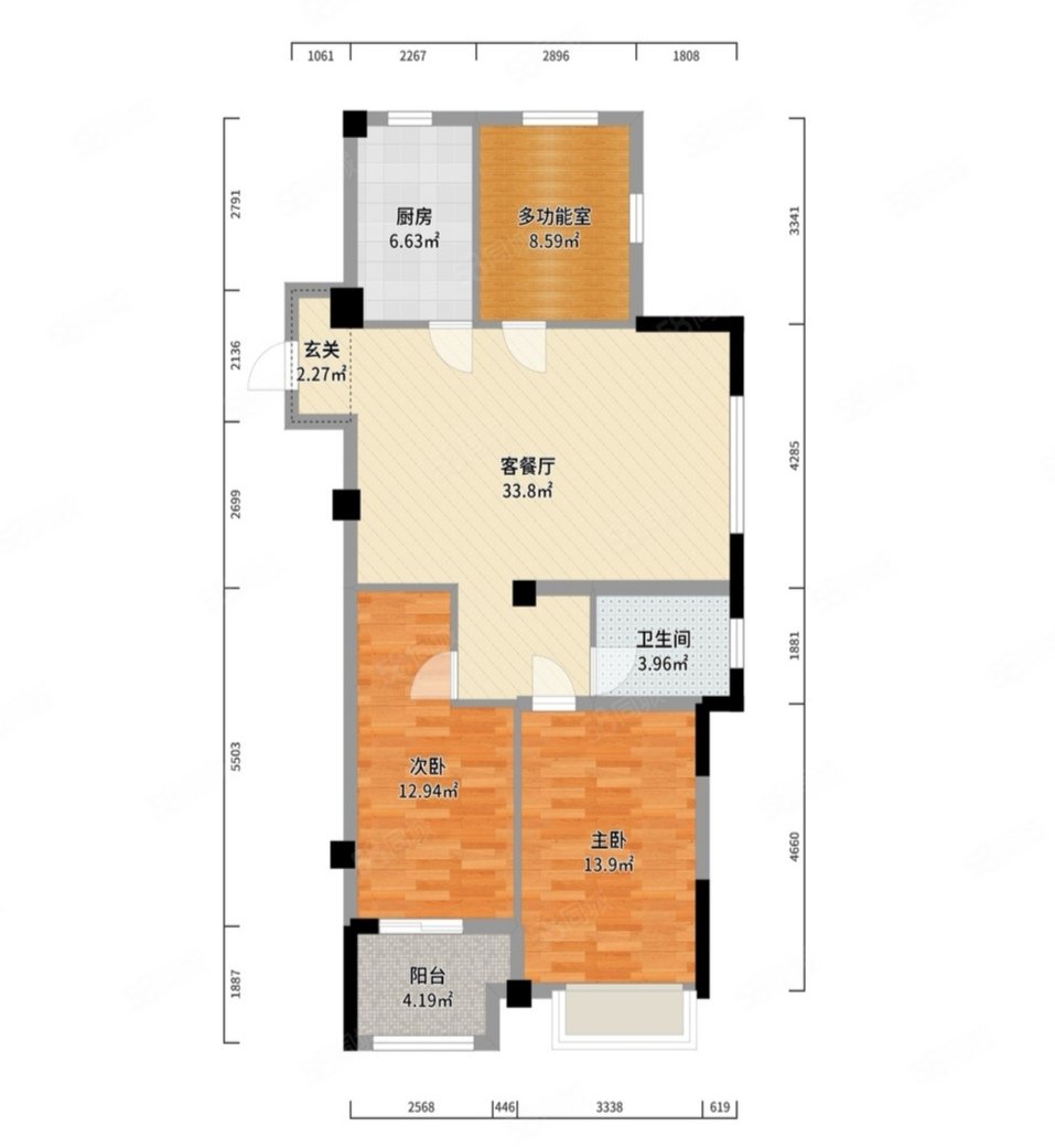 世茂天慧3室2厅1卫107.21㎡南北288万