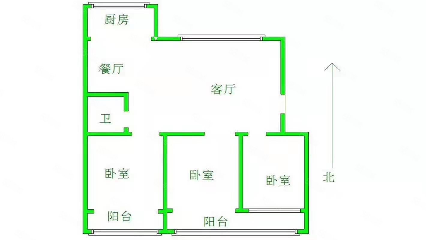 北新家园3室2厅1卫106㎡南北22万