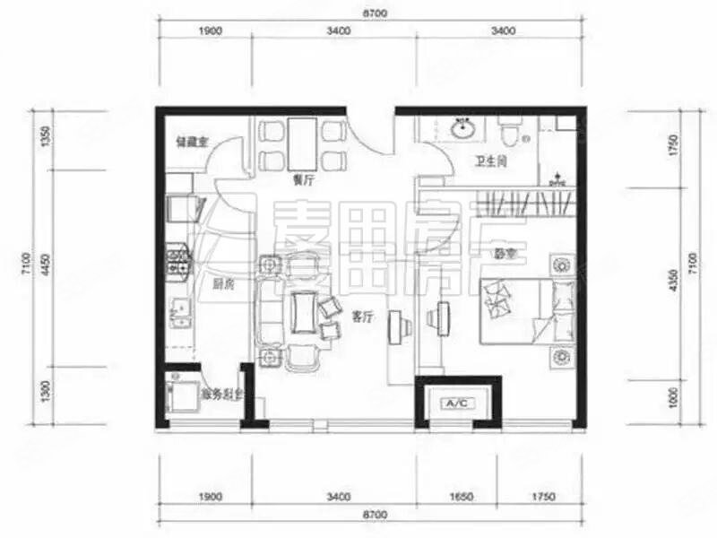 金泉家园1室1厅1卫77㎡南720万