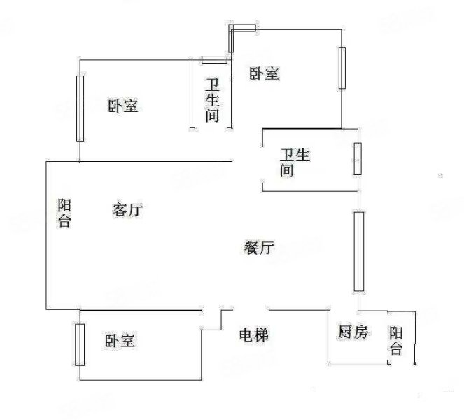 龙大名仕学府3室2厅2卫116㎡南北69万