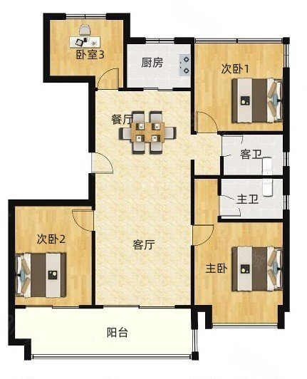 碧桂园中堂4室2厅2卫126.37㎡南北380万