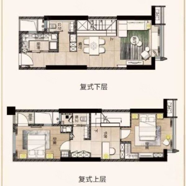 首开中庚香开连天(商住楼)2室2厅1卫42.54㎡南北75万