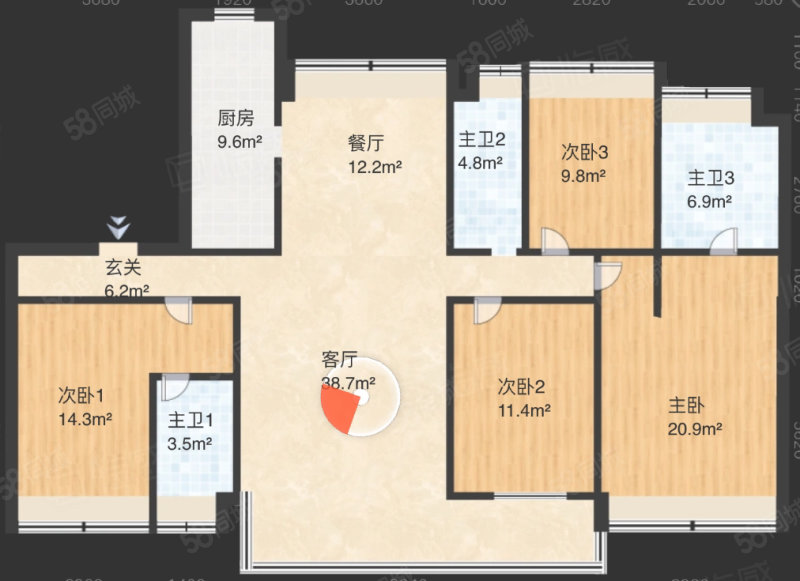 环南路163-171号小区4室2厅2卫159㎡南北120万