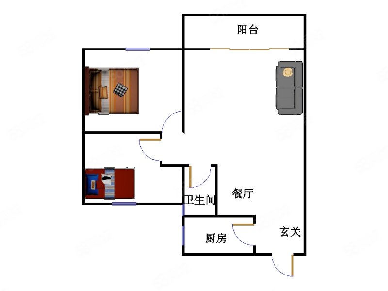 明德里2室2厅1卫90.84㎡南北96万