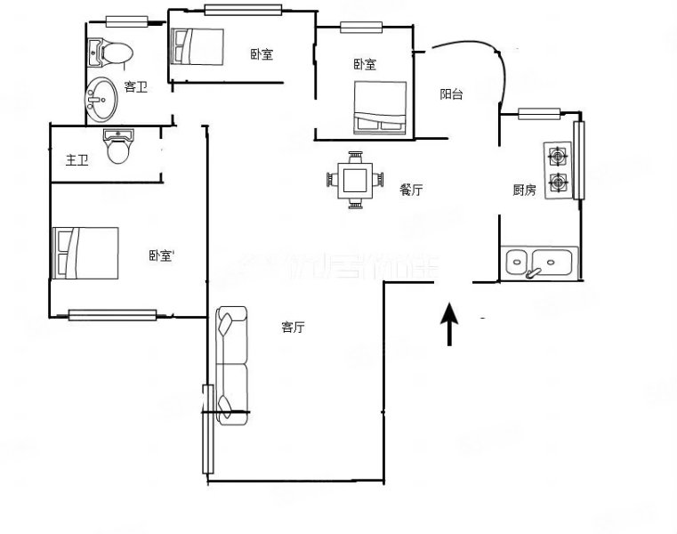 江临天下3室2厅2卫128.77㎡南北88万