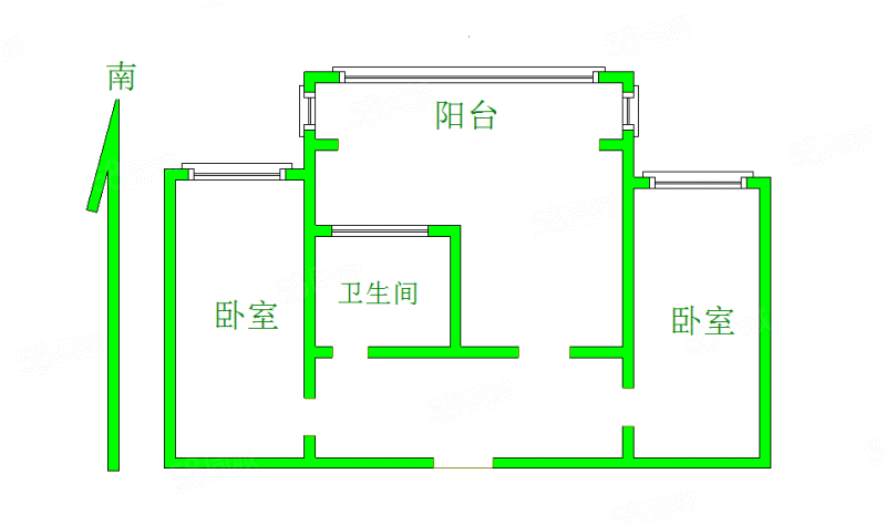 电视机厂宿舍楼2室1厅1卫55.5㎡南北55万