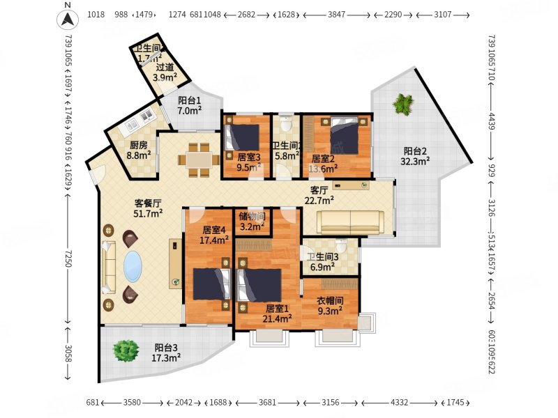 京基御景东方4室2厅2卫189.58㎡东南0万