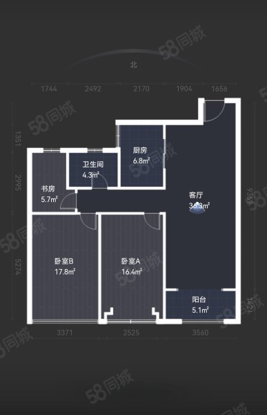 绿地新都会3室2厅1卫112㎡南164.5万